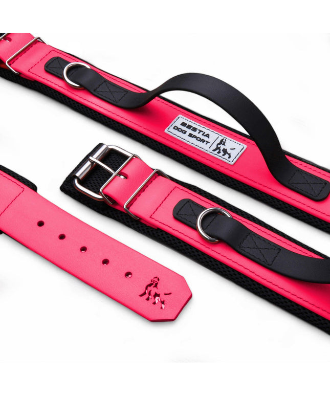 BESTIA DOG SPORT HANDLE COLLAR NEON PINK