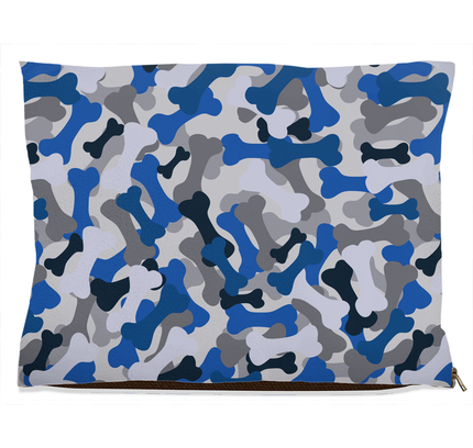 Bone Camo Blue Dog Bed