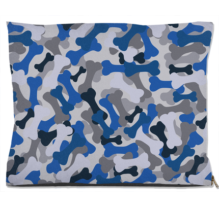 Bone Camo Blue Dog Bed