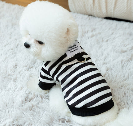 Spring Thin Velvet Puppy Clothes Simple Striped Traction Sweater