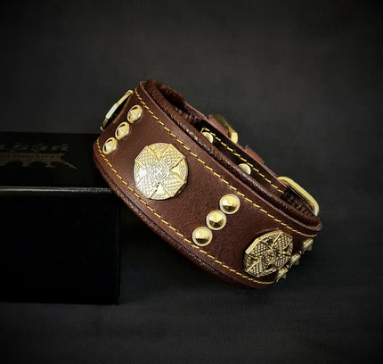 The "Maximus" collar 2 inch wide gold decoration