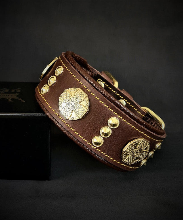 The "Maximus" collar 2 inch wide gold decoration