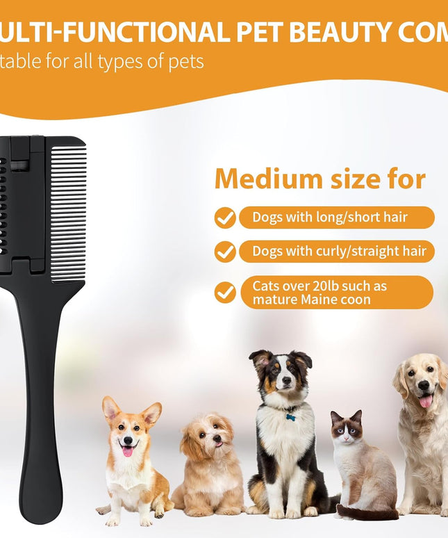 Razor Comb For Dogs Cats With Extra Blades Pet Razor Comb 2 In 1 Trimming Grooming Dog Cat Brush That Cuts Hair Hair Cutter Comb For Dog Cat Pet Hair Trimmer Grooming Comb For Dog Cat