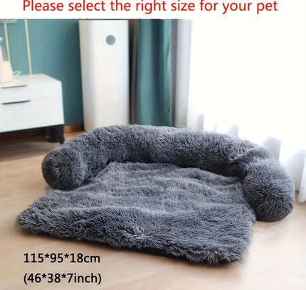Pet Plush Sofa Bed with Neck Cushion-3