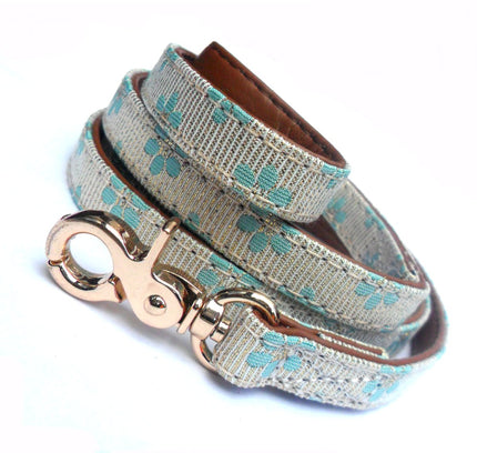 Flower Fabric Dog Leads - Blue-0