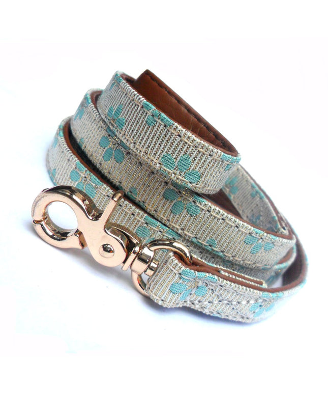 Flower Fabric Dog Leads - Blue-0