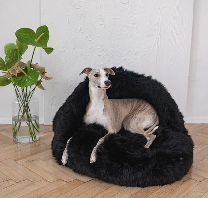 Natural Sheepskin Pet Cave - Black-0