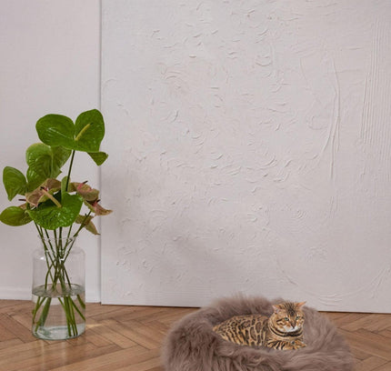 Round Natural Sheepskin Pet Bed - Greige-0