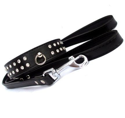 Diamante Collar Lead Set - Black-0