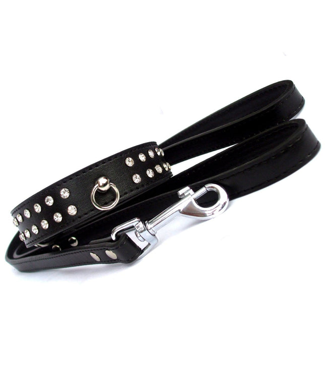 Diamante Collar Lead Set - Black-0