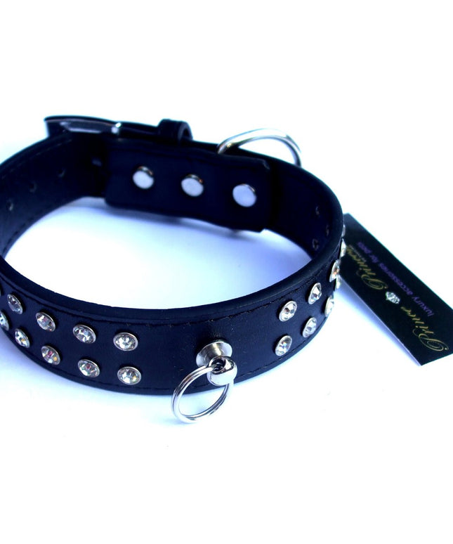 Diamante Collar Lead Set - Black-2
