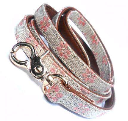 Flower Fabric Dog Leads - Pink-0