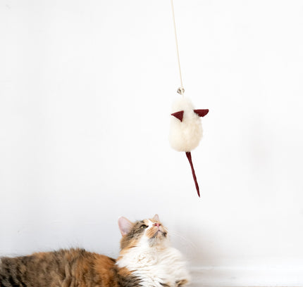 Natural Sheepskin Cat Toy: Mouse-0