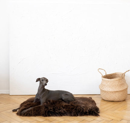 Square or Rectangular Natural Sheepskin Pet Mat - Brown-2