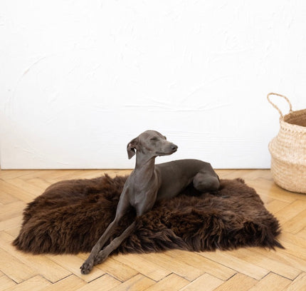 Square or Rectangular Natural Sheepskin Pet Mat - Brown-1