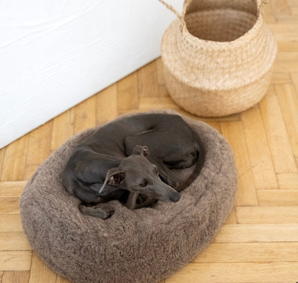 Oval Natural Wool Pet Bed - Beige-2