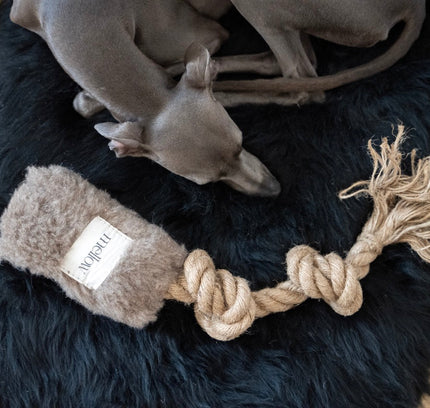 Natural Woolen Dog Tug Toy - Beige-1