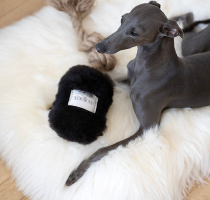 Natural Sheepskin Dog Tug Toy - Black-2