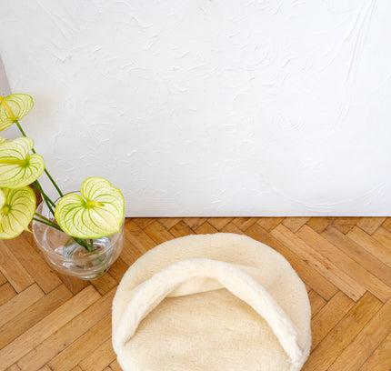 Natural Wool Pet Cave - White-4
