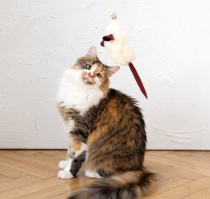 Natural Sheepskin Cat Toy: Mouse-2