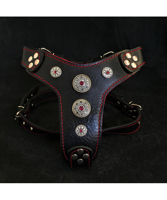The ''Bijou'' harness Black & Red Small to Medium Size