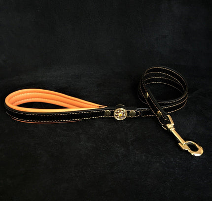 'Bijou'' leather lead orange-0