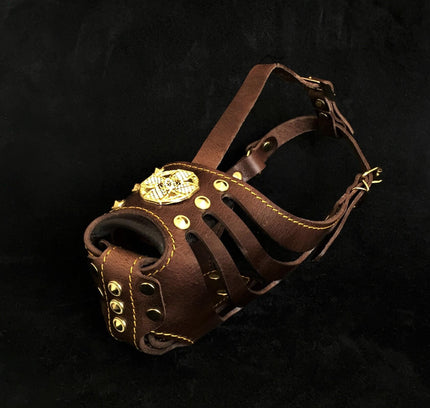 'Maximus'' Basket Muzzle Brown & Gold-0