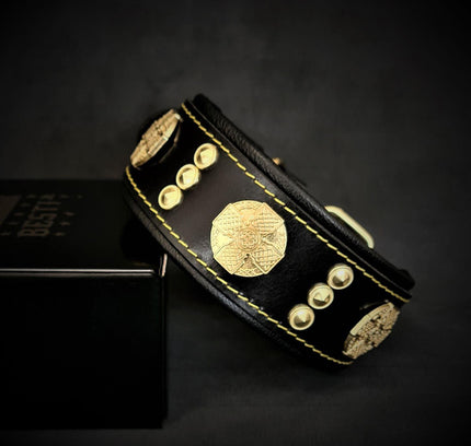 The "Maximus" collar 2 inch wide gold decoration