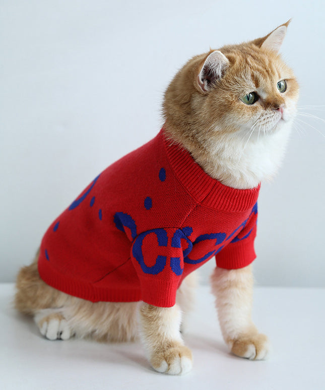 Pet Sweater Autumn And Winter Thickening Red