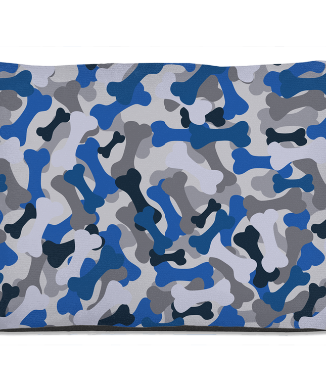 Bone Camo Blue Dog Bed