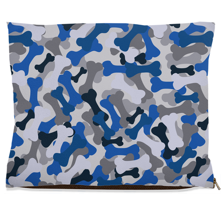 Bone Camo Blue Dog Bed