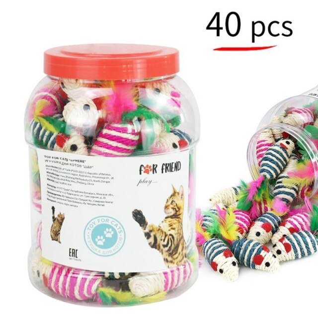 1Set Fun Rainbow Ball Cat Toy Colorful Ball Interactive Pet Kitten Scratch Natural Foam Ball Training Pet Supplies Product-5