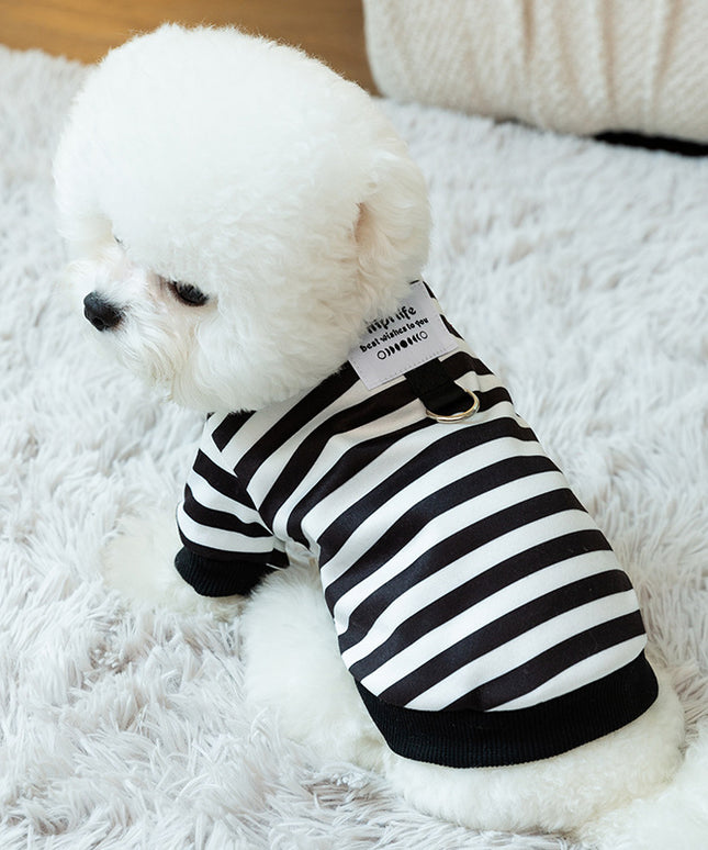 Spring Thin Velvet Puppy Clothes Simple Striped Traction Sweater