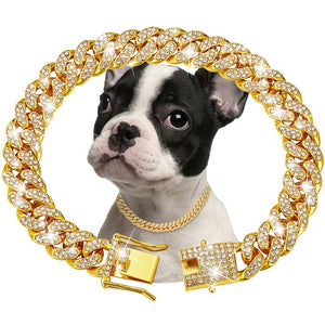 Pet Collier Diamant Chaîne Maille Cubaine Petit Moyen Grand Chiens Et Chats Collier