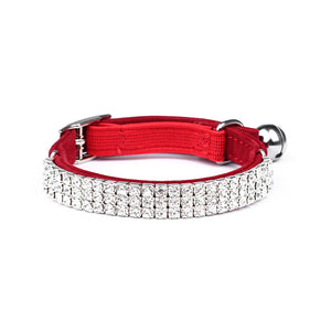 Petits accessoires pour animaux Collier pour chat en daim avec strass