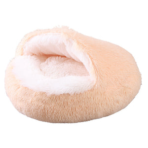 Deep Sleep Demi-paquet Lit pour animal semi-fermé à double usage en peluche ronde