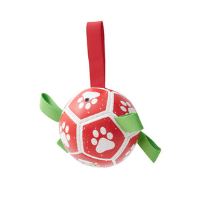 Dog Ballons de Football pour Chien avec Sangles Cadeau d'Halloween et de Noël pour Animaux Jouet d'Anniversaire pour Chiot Jouets Interactifs pour Tir à la Corde Jouets Aquatiques