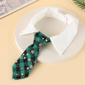 Christmas Dog Necktie, Cravate pour chien de Noël réglable avec motif flocon de neige d'hiver, col de cravate pour animal avec carreaux rouges pour petits et moyens chats et chiens, tenue de smoking pour animaux pour Noël, mariages, décoration