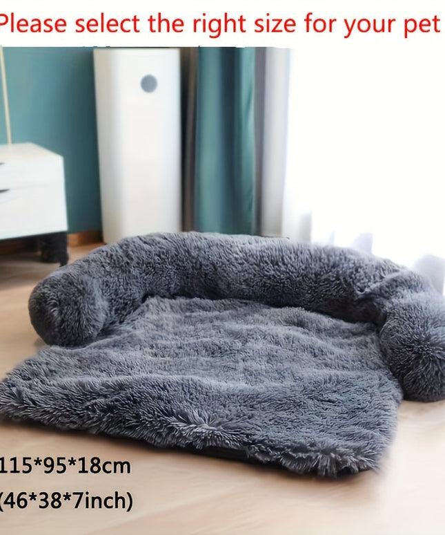 Pet Plush Sofa Bed with Neck Cushion-3