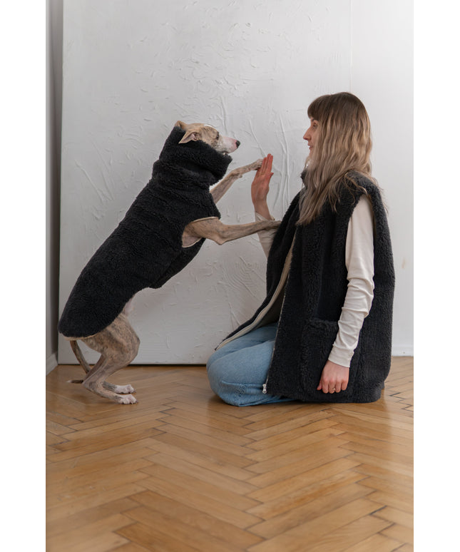 Woolen Dog Vest - Charcoal-0