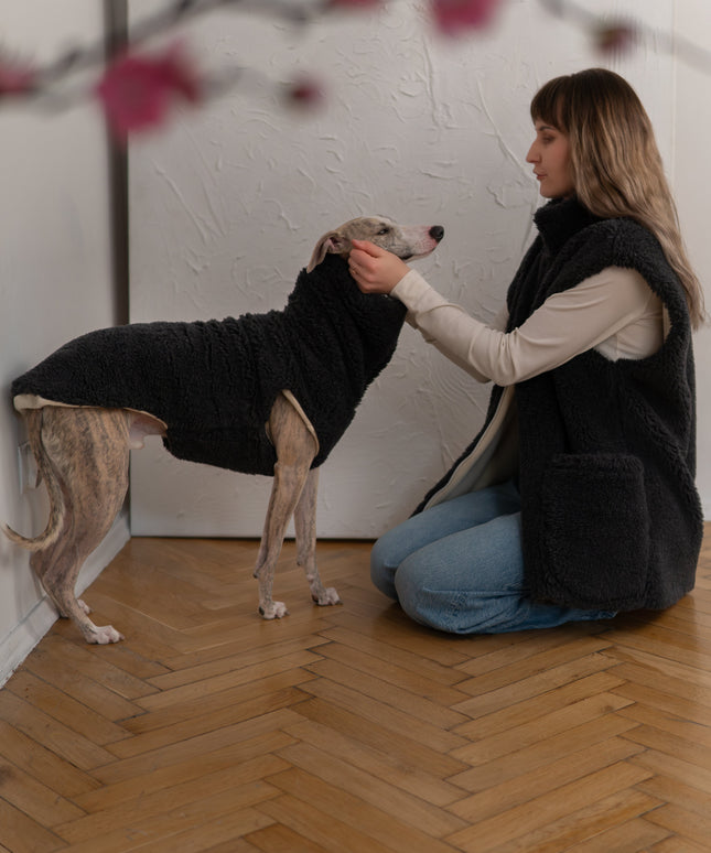 Woolen Dog Vest - Charcoal-1