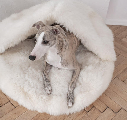 Natural Sheepskin Pet Cave - White-3