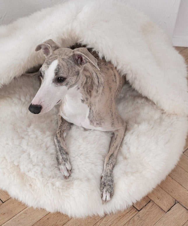 Natural Sheepskin Pet Cave - White-3