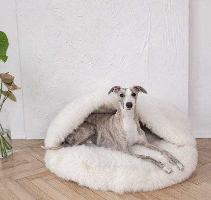 Natural Sheepskin Pet Cave - White-0