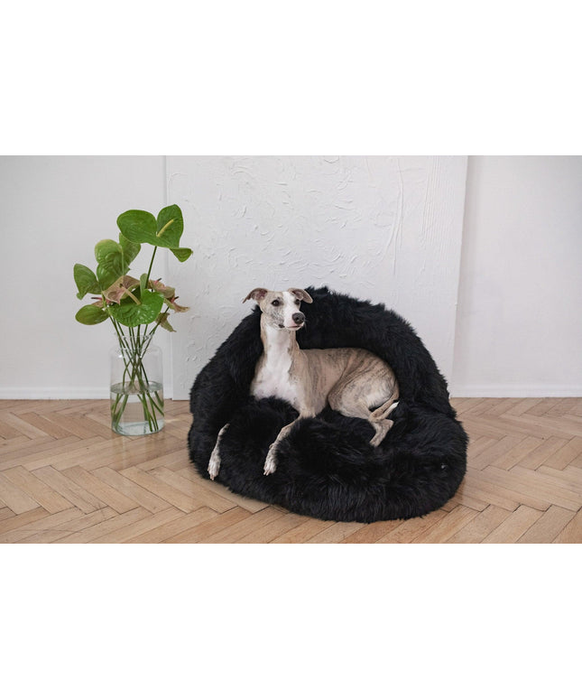 Natural Sheepskin Pet Cave - Black-0