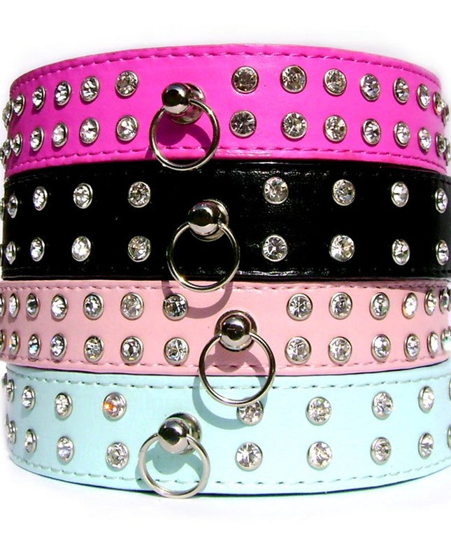 SALE Double Row Diamante Collar - Blue-1