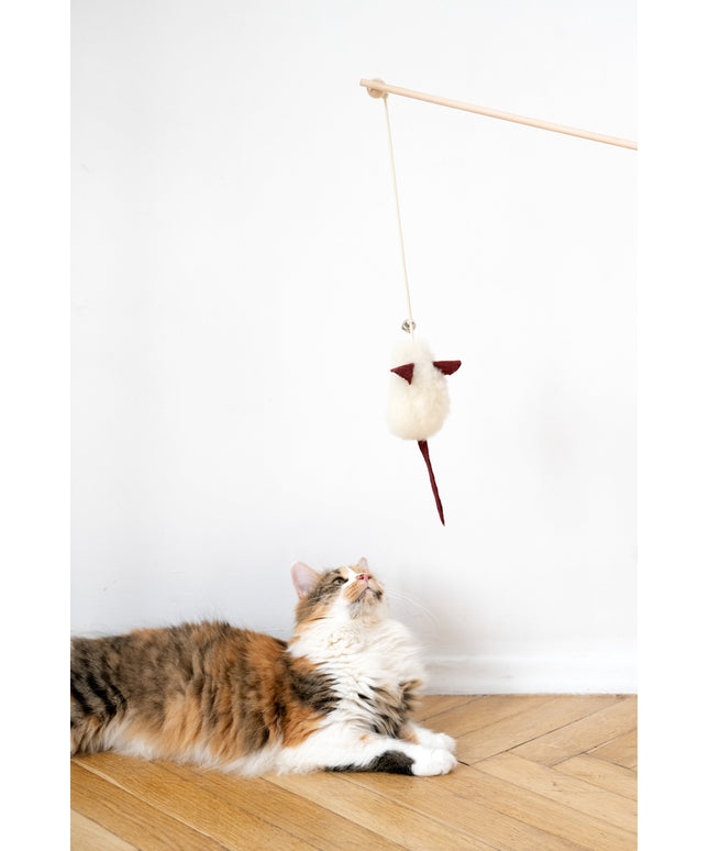 Natural Sheepskin Cat Toy: Mouse-0