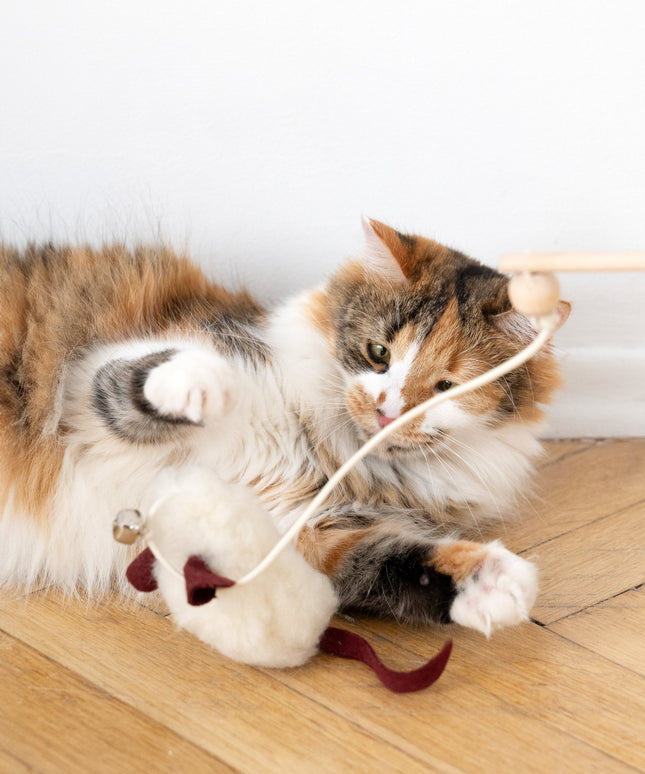 Natural Sheepskin Cat Toy: Mouse-4