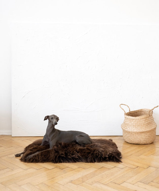 Square or Rectangular Natural Sheepskin Pet Mat - Brown-2