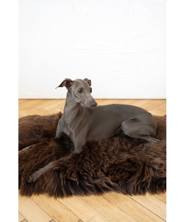 Square or Rectangular Natural Sheepskin Pet Mat - Brown-0
